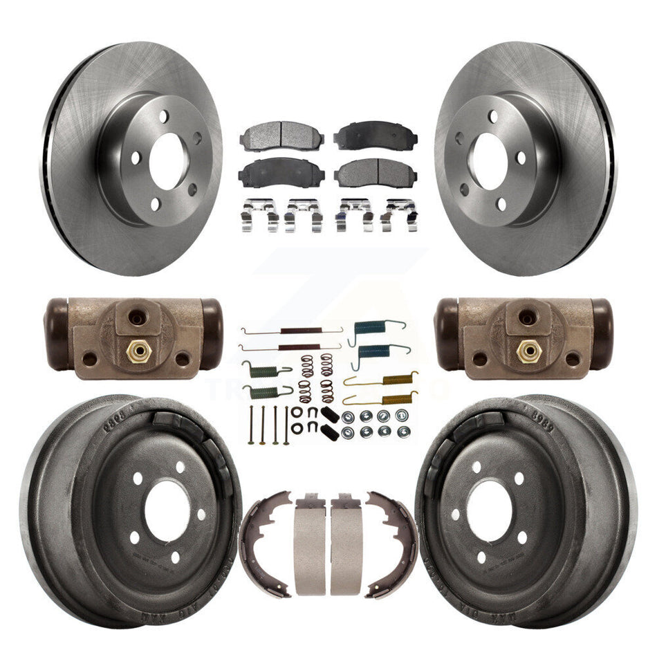 Front Rear Disc Brake Rotors Semi-Metallic Pads And Drum Kit (9Pc) For Ford Ranger Mazda B4000 With 10" Diameter K8F-102195