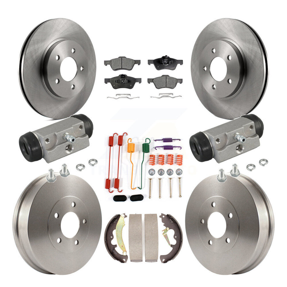 Front Rear Disc Brake Rotors Semi-Metallic Pads And Drum Kit (9Pc) For Ford Escape Mercury Mariner Mazda Tribute K8F-102196