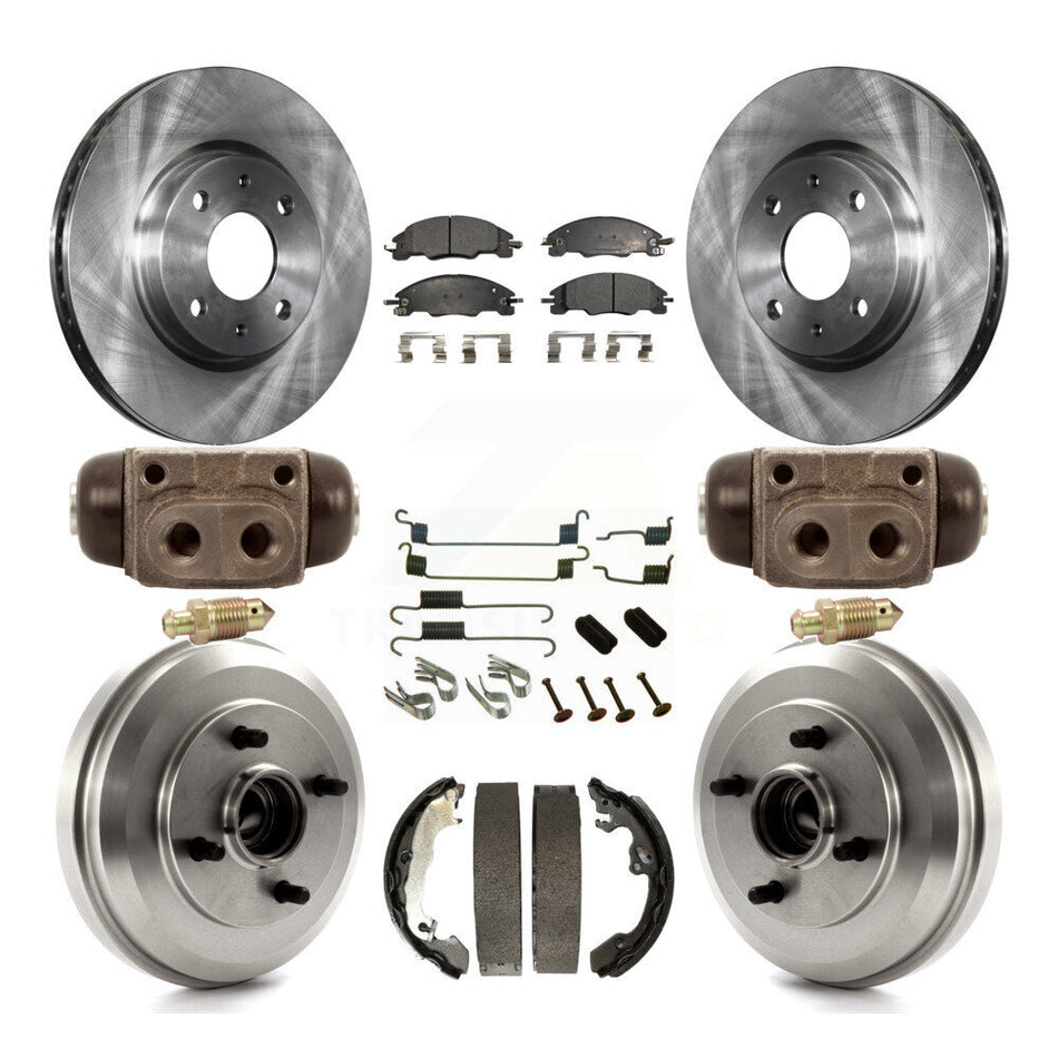 Front Rear Disc Brake Rotors Semi-Metallic Pads And Drum Kit (9Pc) For Ford Focus K8F-102198
