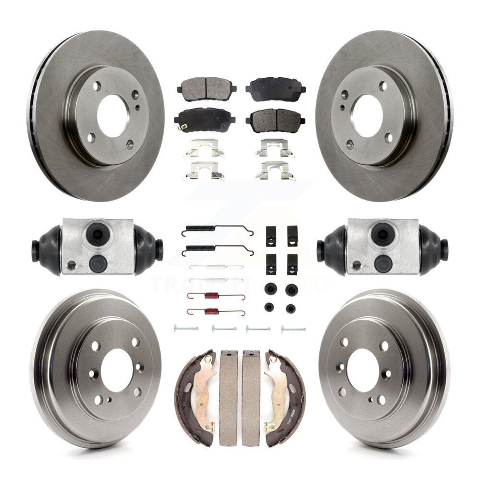 Front Rear Disc Brake Rotors Semi-Metallic Pads And Drum Kit (9Pc) For Ford Fiesta K8F-102200