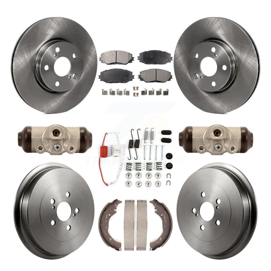 Front Rear Disc Brake Rotors Semi-Metallic Pads And Drum Kit (9Pc) For 2009-2013 Toyota Corolla K8F-102214