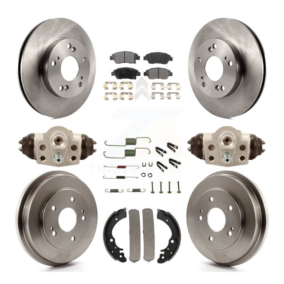 Front Rear Disc Brake Rotors Semi-Metallic Pads And Drum Kit (9Pc) For Honda Civic K8F-102215