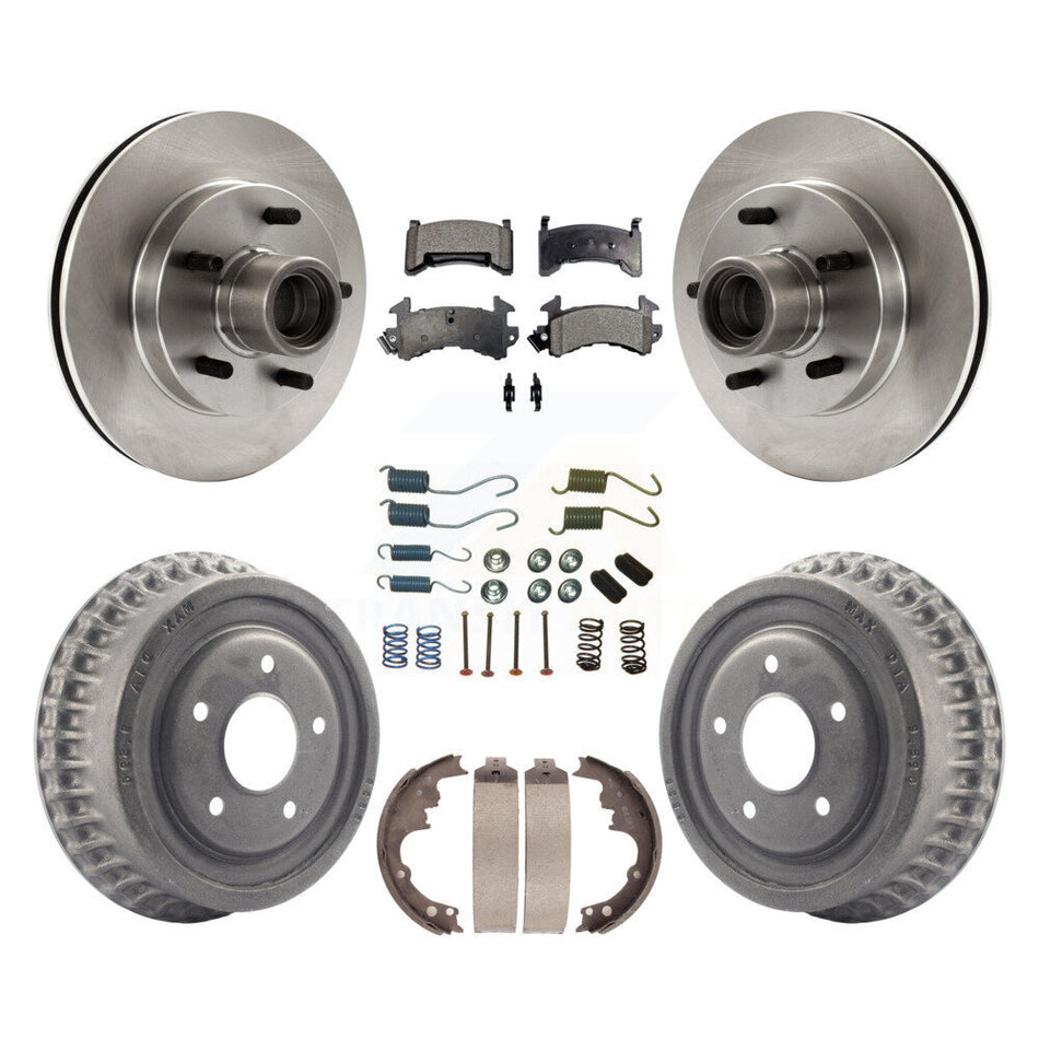 Front Rear Disc Brake Rotors Hub Assembly Semi-Metallic Pads And Drum Kit (7Pc) For 1991-1991 GMC Sonoma Chevrolet S10 Blazer S15 Jimmy With ABS Tone Ring RWD K8F-102256