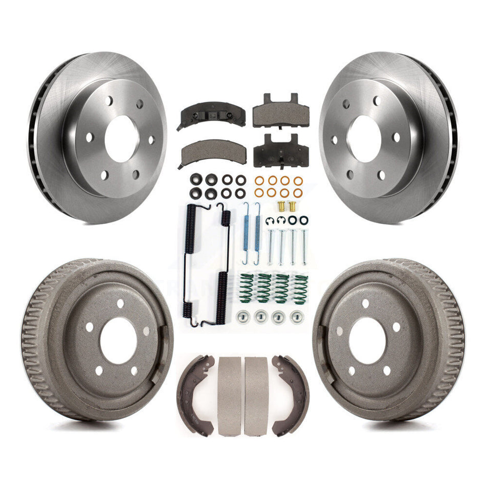 Front Rear Disc Brake Rotors Semi-Metallic Pads And Drum Kit (7Pc) For GMC Yukon 4WD With 10" Diameter 5 Lug Wheels K8F-102281