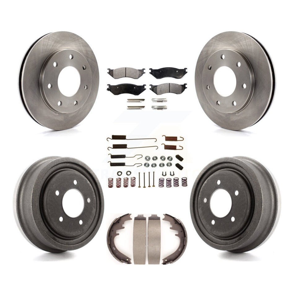 Front Rear Disc Brake Rotors Semi-Metallic Pads And Drum Kit (7Pc) For 1999 Ford F-150 4WD With 7 Lug Wheels K8F-102283