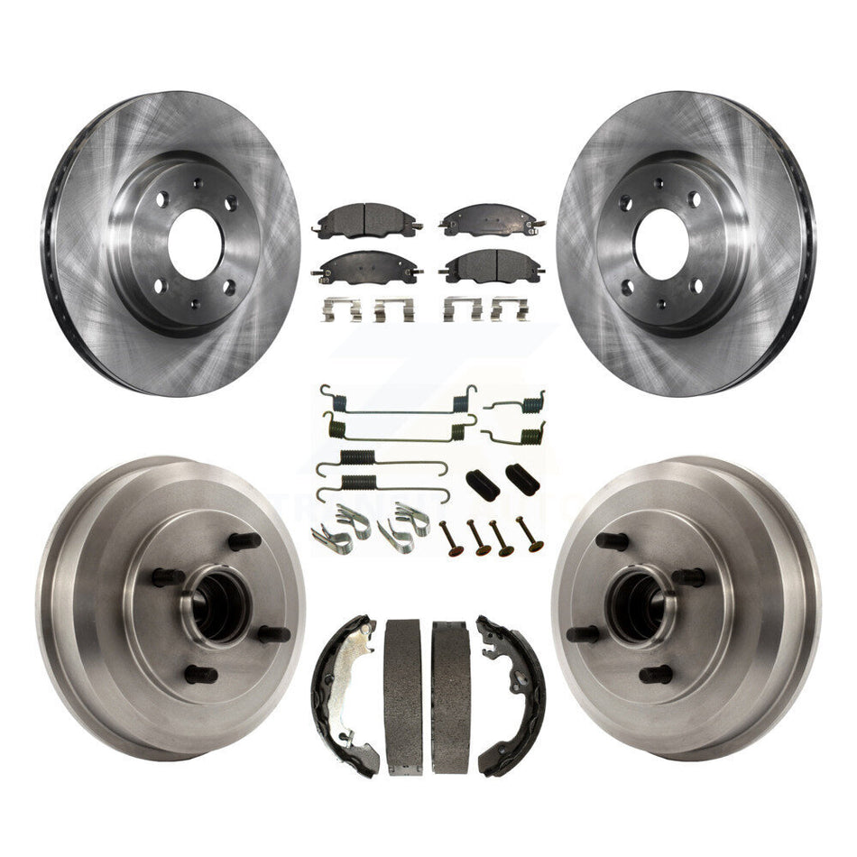 Front Rear Disc Brake Rotors Semi-Metallic Pads And Drum Kit (7Pc) For 2008 Ford Focus Wheel Bearing Includes K8F-102290