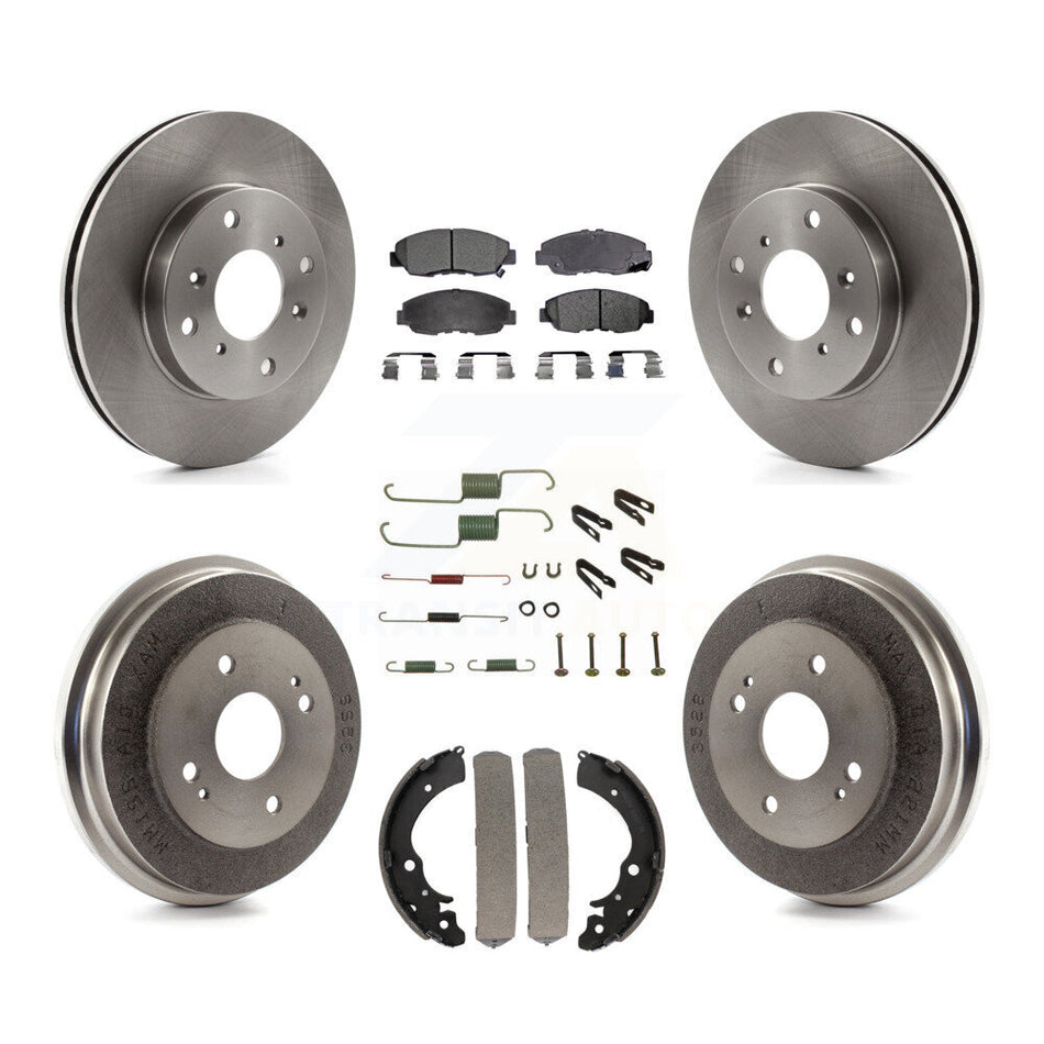 Front Rear Disc Brake Rotors Semi-Metallic Pads And Drum Kit (7Pc) For Honda Accord K8F-102317