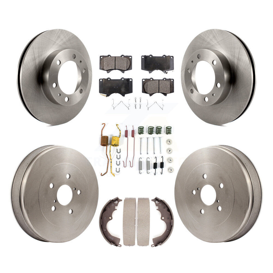 Front Rear Disc Brake Rotors Semi-Metallic Pads And Drum Kit (7Pc) For 2015 Toyota Tacoma RWD With 6 Lug Wheels K8F-102336