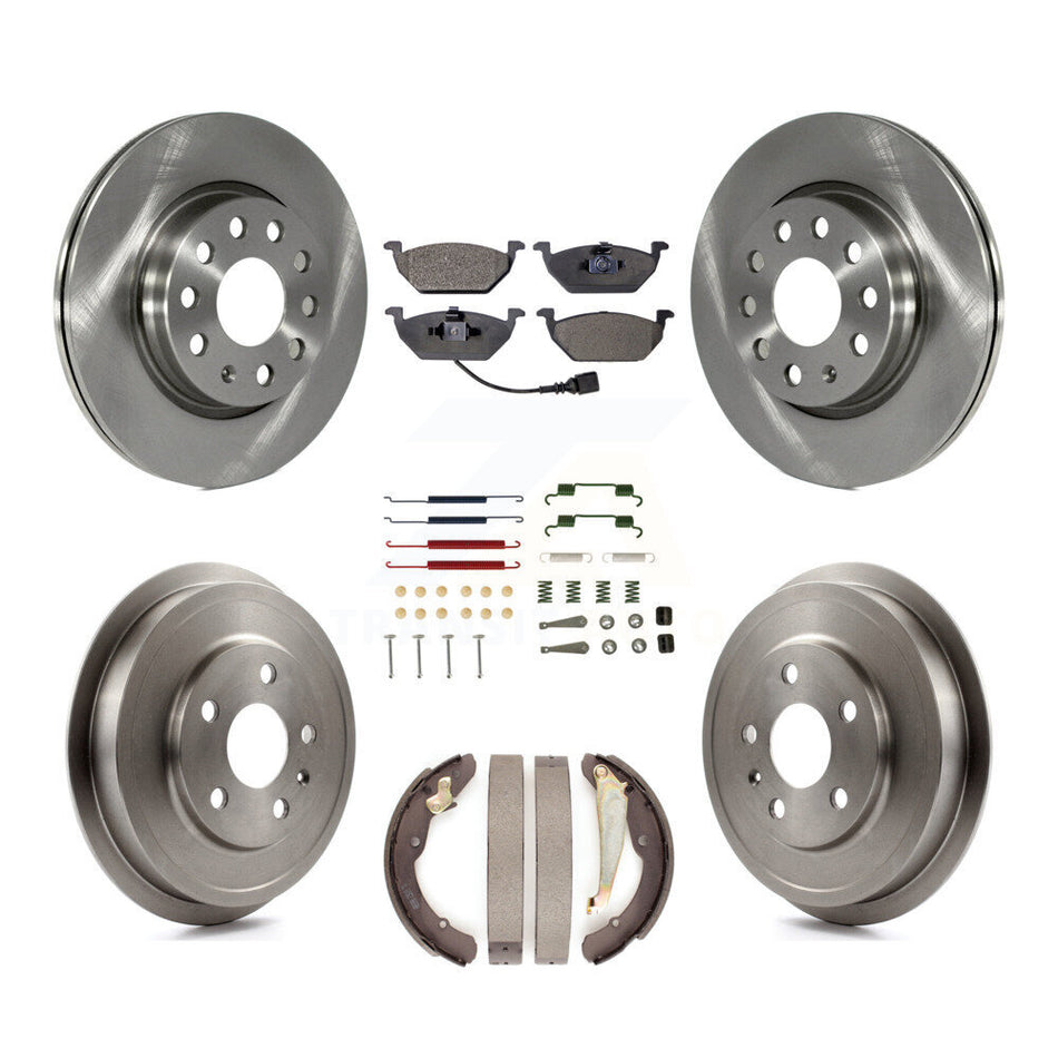 Front Rear Disc Brake Rotors Semi-Metallic Pads And Drum Kit (7Pc) For Volkswagen Jetta K8F-102338