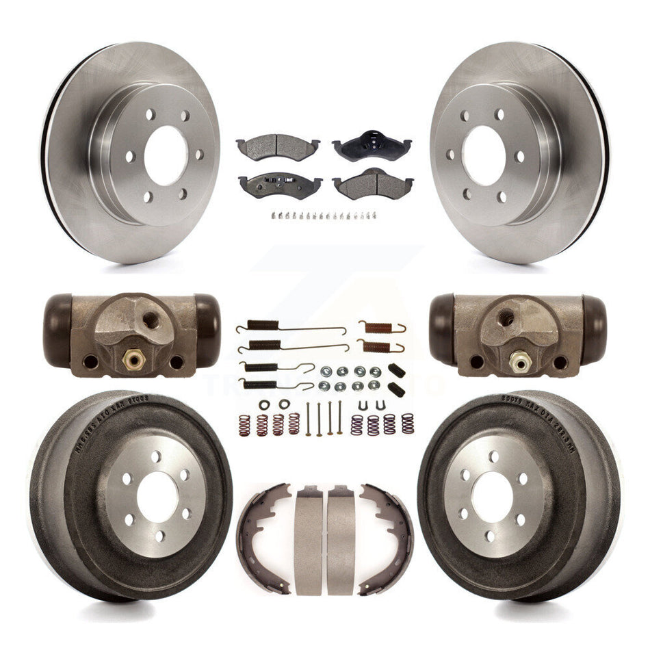 Front Rear Disc Brake Rotors Semi-Metallic Pads And Drum Kit (9Pc) For 2000-2002 Dodge Dakota Durango K8F-102347