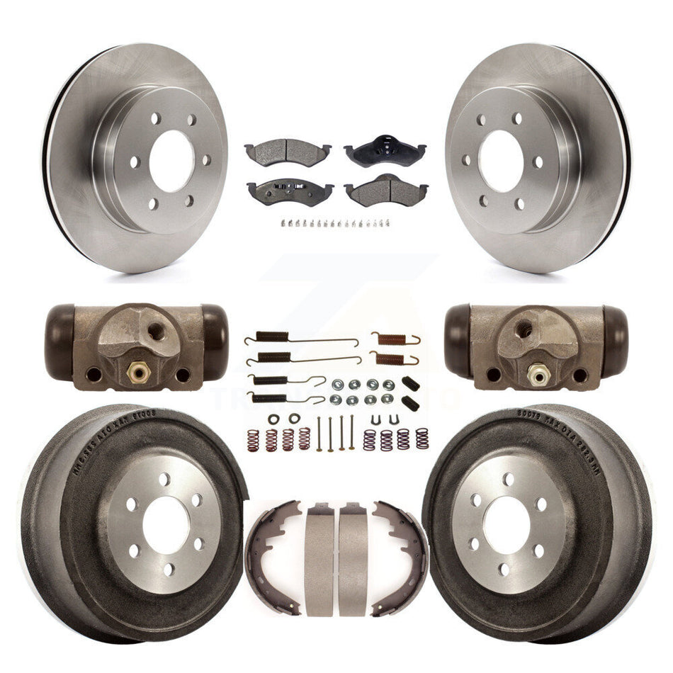 Front Rear Disc Brake Rotors Semi-Metallic Pads And Drum Kit (9Pc) For 2000-2002 Dodge Dakota Durango K8F-102347