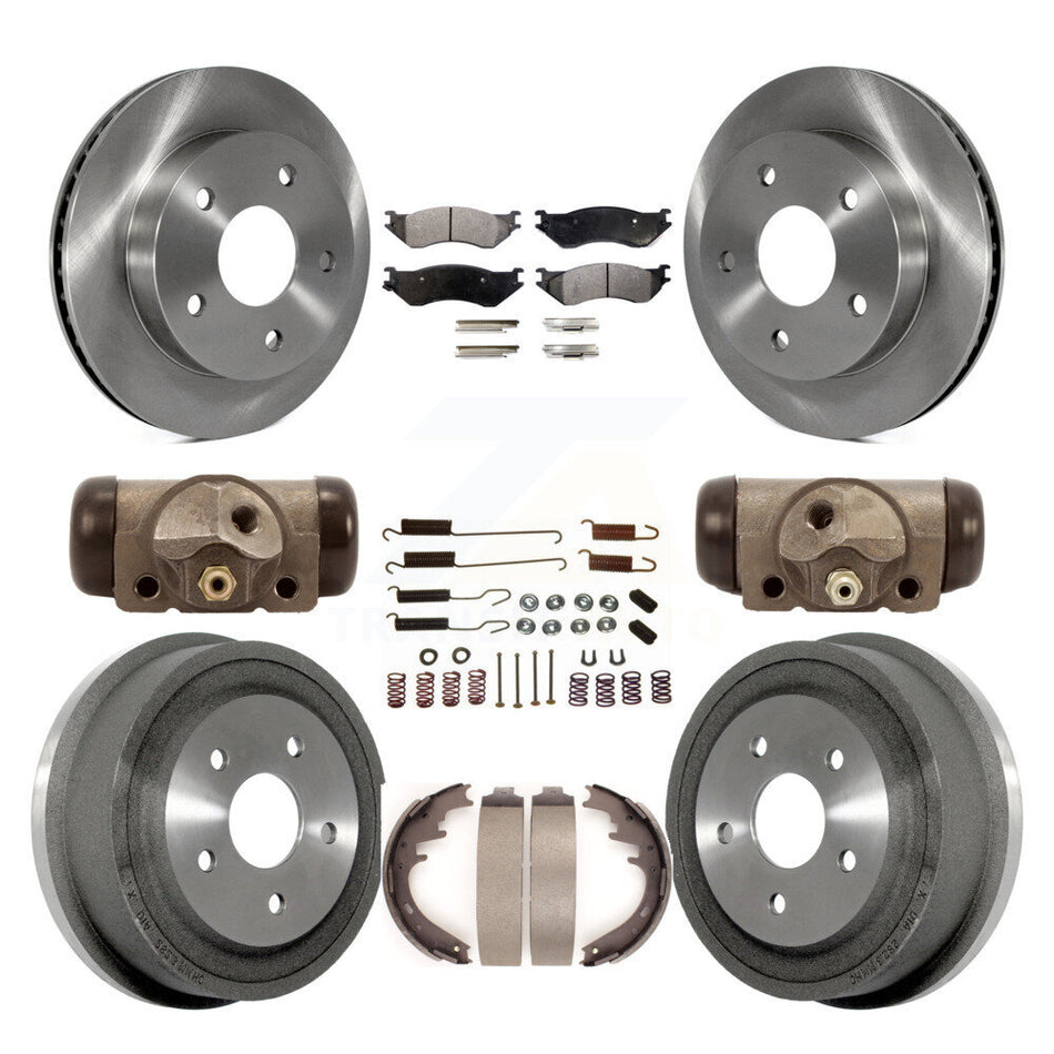 Front Rear Disc Brake Rotors Semi-Metallic Pads And Drum Kit (9Pc) For 2000-2001 Dodge Ram 1500 RWD K8F-102349