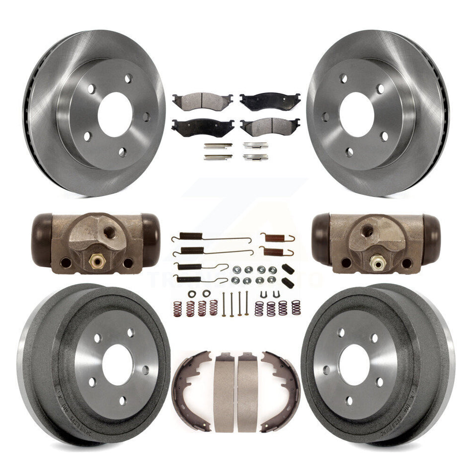 Front Rear Disc Brake Rotors Semi-Metallic Pads And Drum Kit (9Pc) For 2000-2001 Dodge Ram 1500 RWD K8F-102349