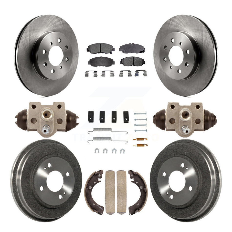 Front Rear Disc Brake Rotors Semi-Metallic Pads And Drum Kit (9Pc) For Honda Civic K8F-102357