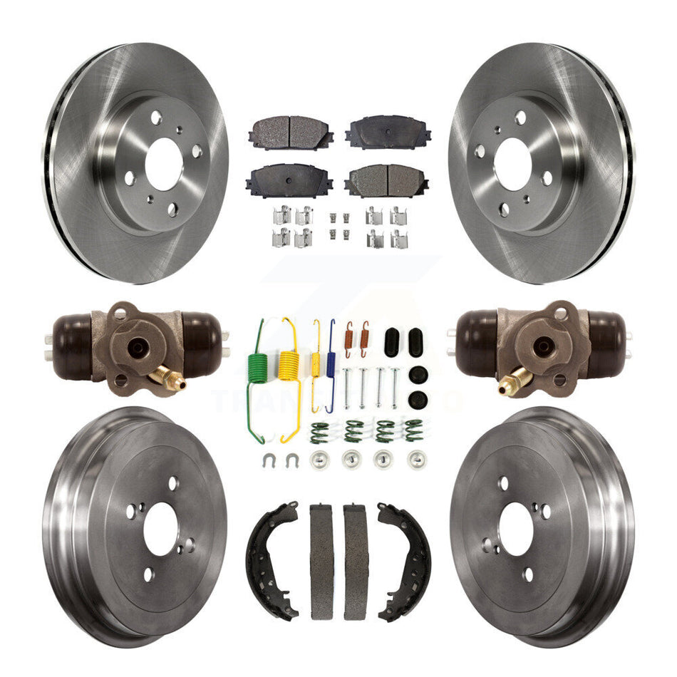 Front Rear Disc Brake Rotors Semi-Metallic Pads And Drum Kit (9Pc) For Toyota Yaris K8F-102385