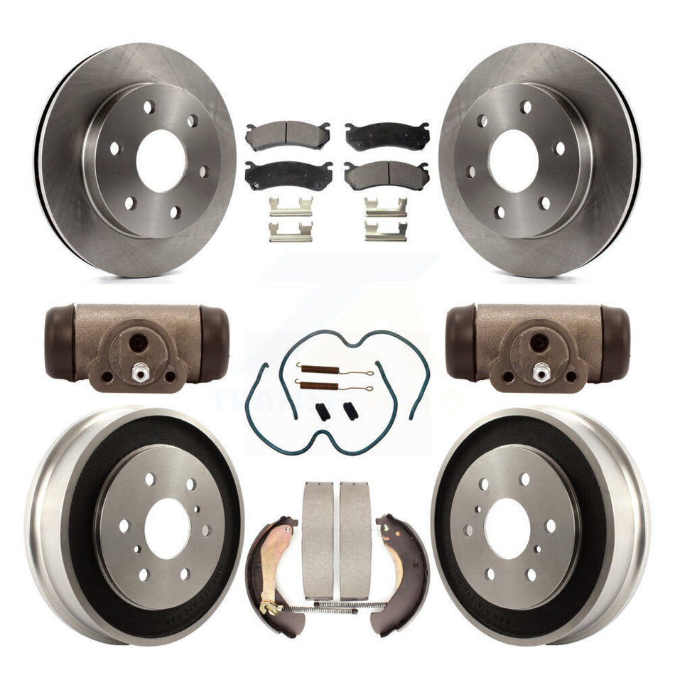 Front Rear Disc Brake Rotors Semi-Metallic Pads And Drum Kit (9Pc) For Chevrolet Silverado 1500 GMC Sierra Classic With 7000 Lb GVW K8F-102400