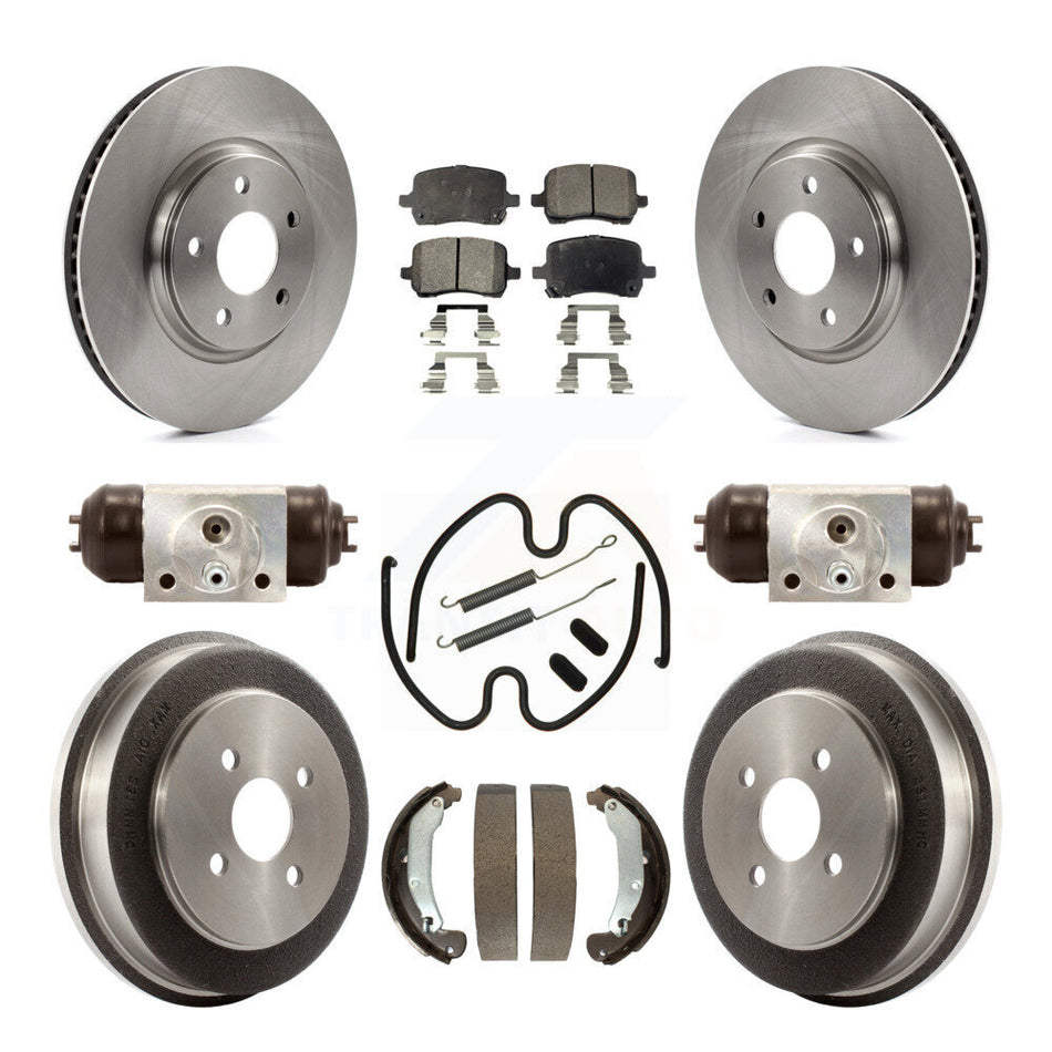 Front Rear Disc Brake Rotors Semi-Metallic Pads And Drum Kit (9Pc) For 2006 Pontiac Pursuit With Brakes K8F-102405