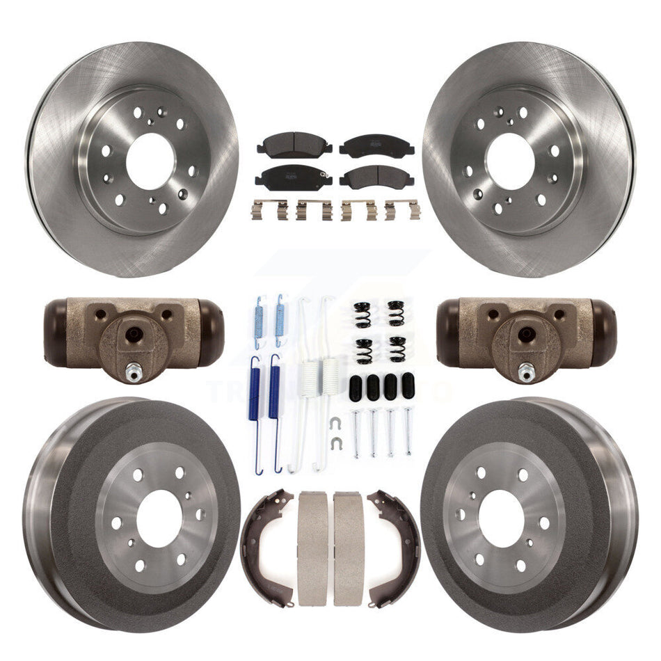 Front Rear Disc Brake Rotors Semi-Metallic Pads And Drum Kit (9Pc) For Chevrolet Silverado 1500 GMC Sierra With 7000 Lb GVW K8F-102412