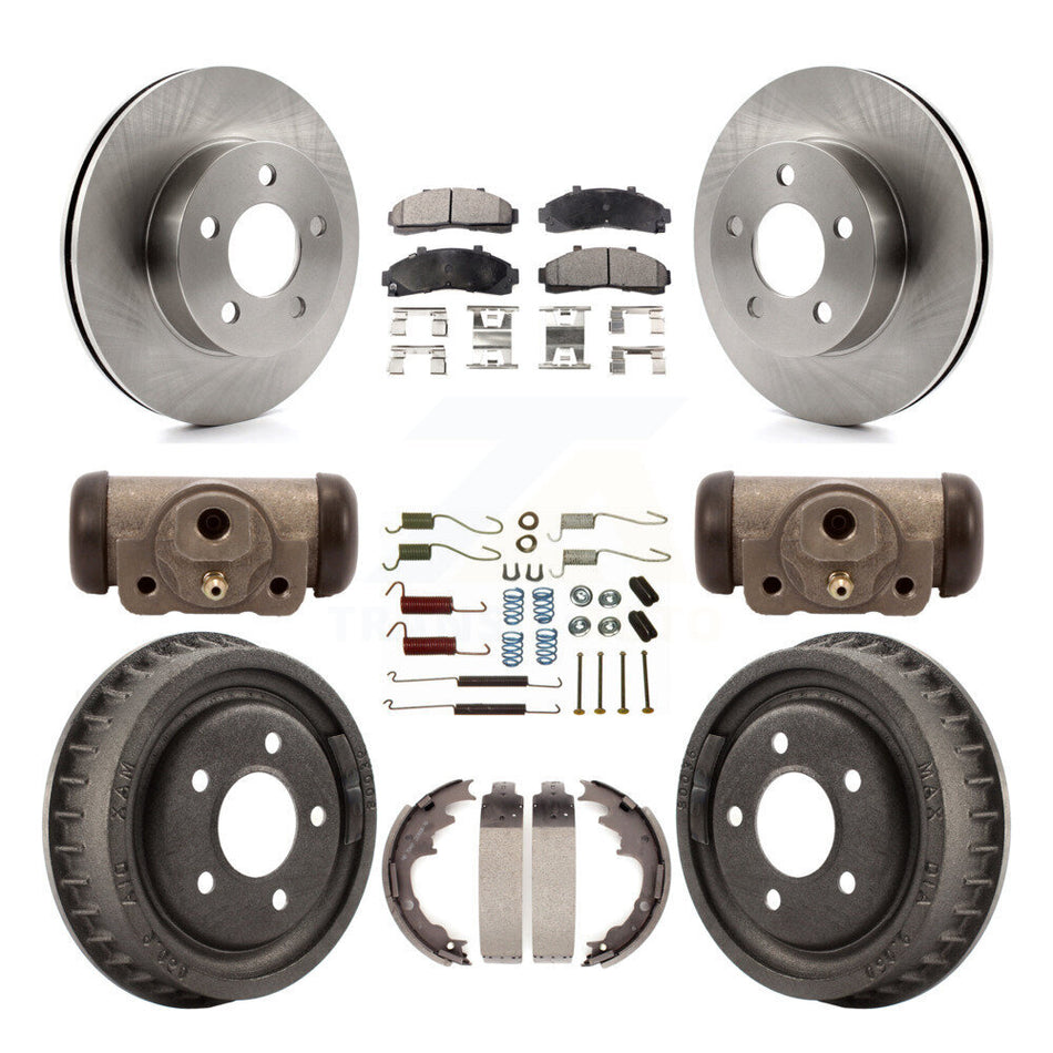 Front Rear Disc Brake Rotors Semi-Metallic Pads And Drum Kit (9Pc) For 2001-2002 Ford Ranger 4WD With 9" Diameter K8F-102422