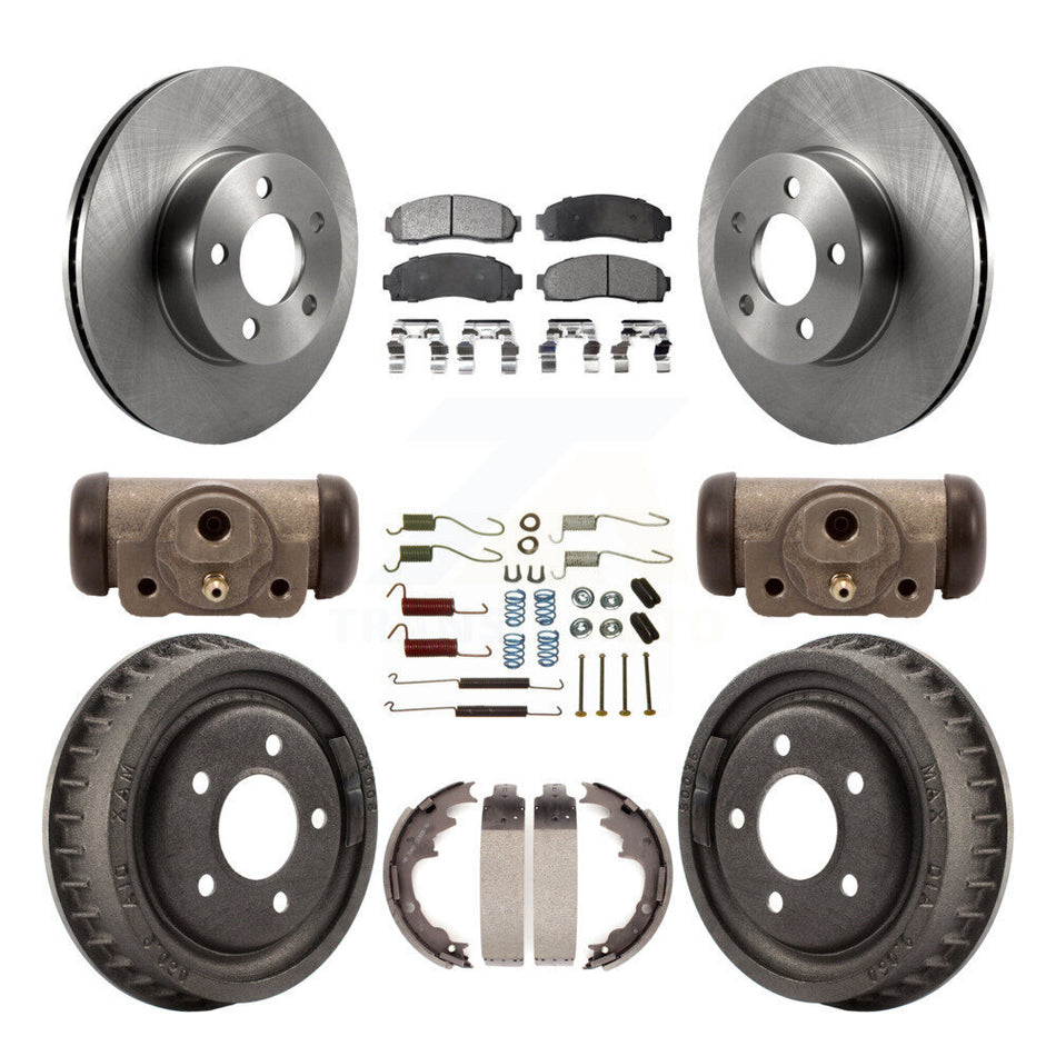 Front Rear Disc Brake Rotors Semi-Metallic Pads And Drum Kit (9Pc) For 2004-2009 Ford Ranger 4WD With 9" Diameter K8F-102428