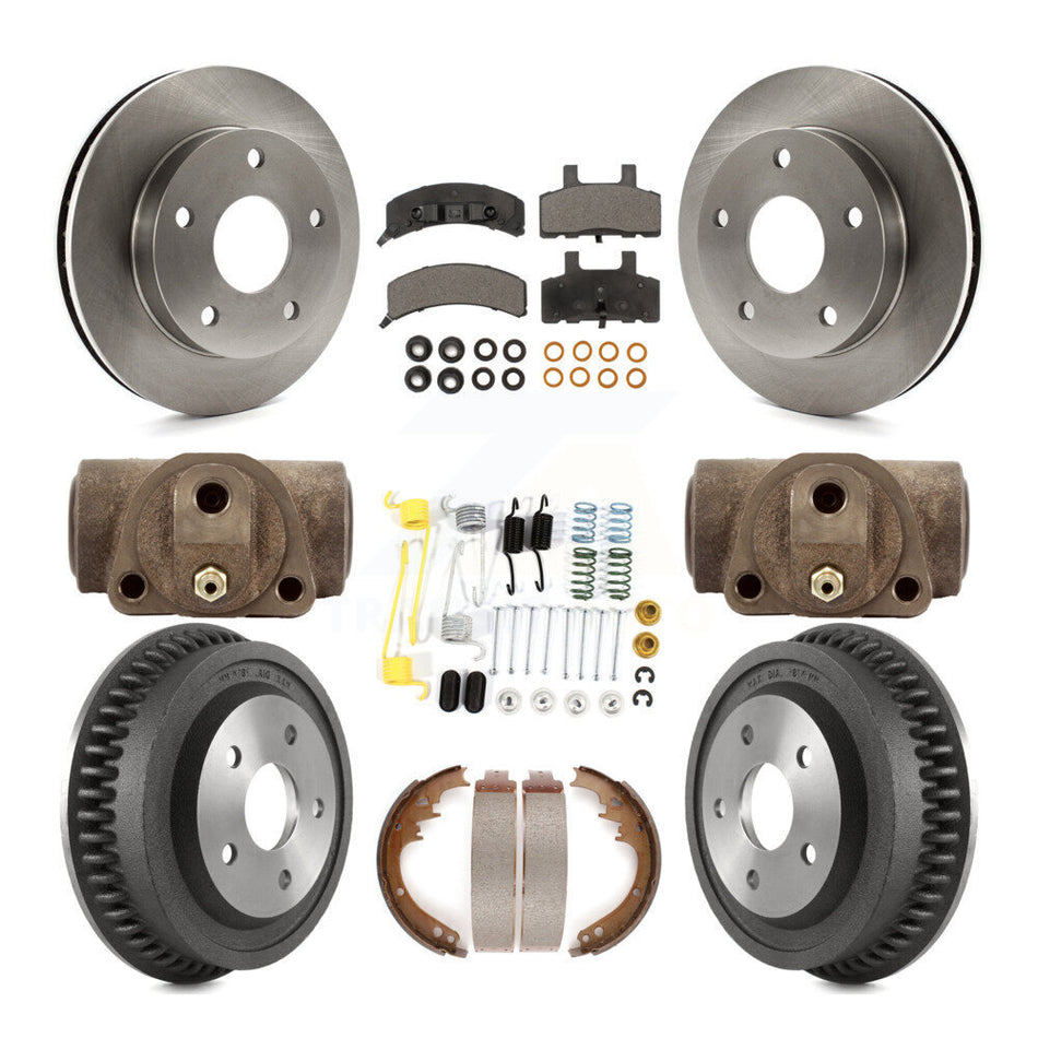 Front Rear Disc Brake Rotors Semi-Metallic Pads And Drum Kit (9Pc) For 1994-1999 Dodge Ram 1500 4WD K8F-102435
