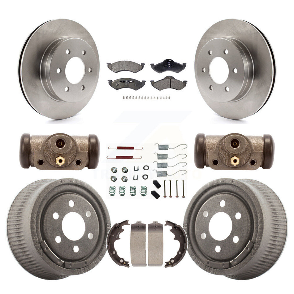 Front Rear Disc Brake Rotors Semi-Metallic Pads And Drum Kit (9Pc) For 2000-2002 Dodge Dakota With 9" Diameter K8F-102437