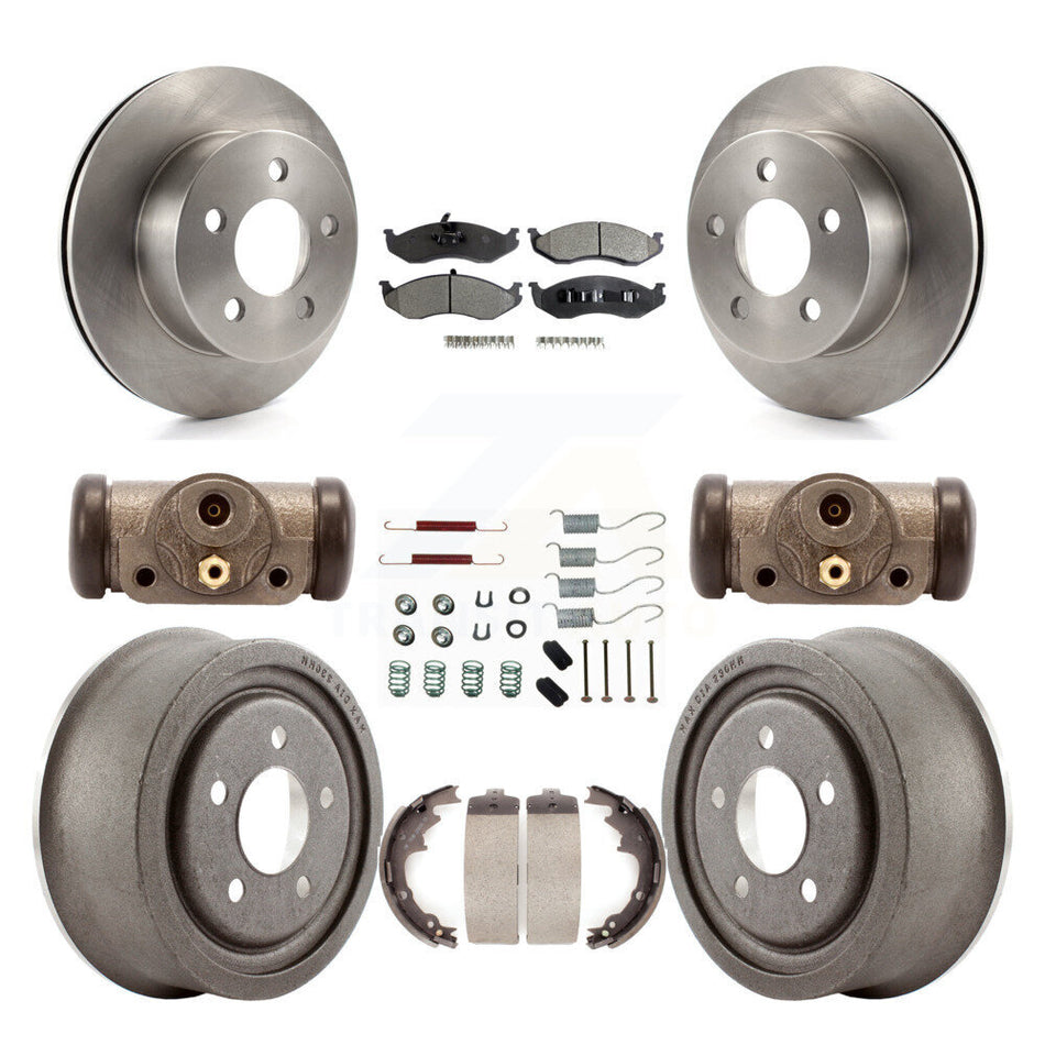 Front Rear Disc Brake Rotors Semi-Metallic Pads And Drum Kit (9Pc) For Jeep Wrangler TJ K8F-102439