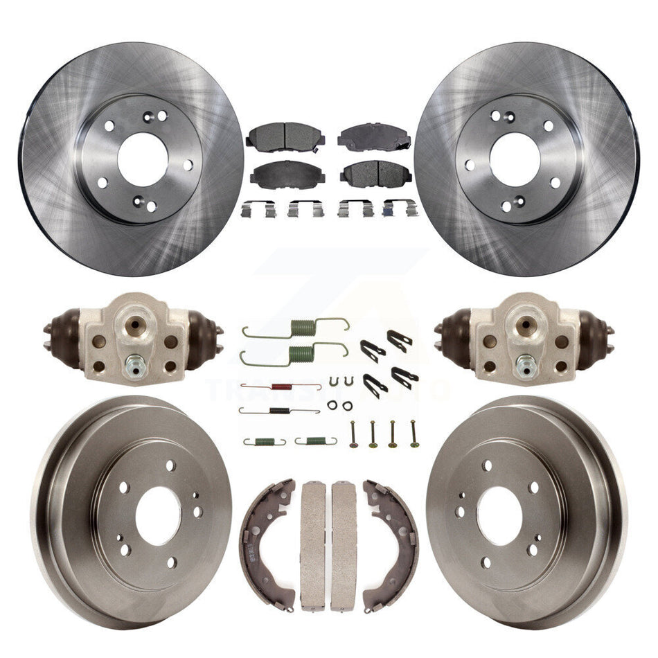 Front Rear Disc Brake Rotors Semi-Metallic Pads And Drum Kit (9Pc) For 2011 Honda Civic GX K8F-102465