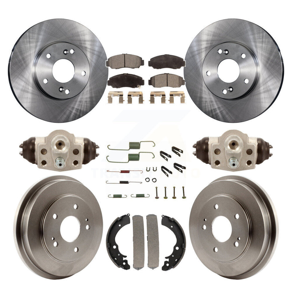 Front Rear Disc Brake Rotors Semi-Metallic Pads And Drum Kit (9Pc) For Honda Civic GX K8F-102466