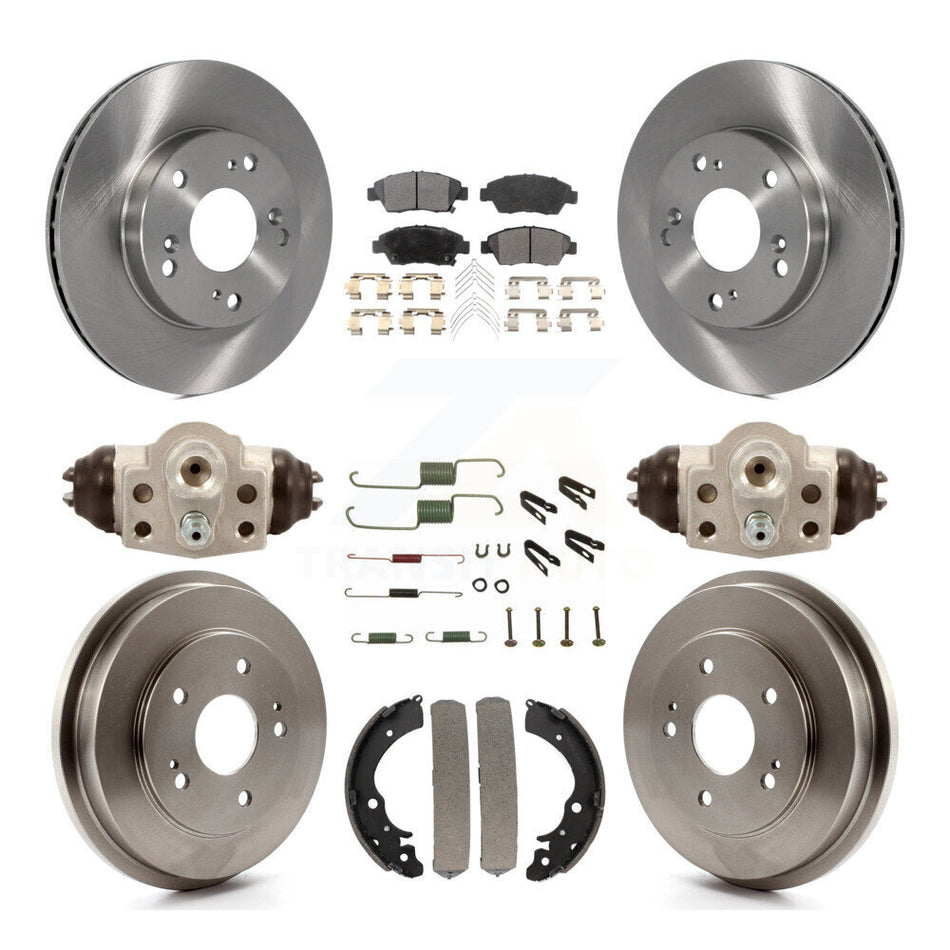 Front Rear Disc Brake Rotors Semi-Metallic Pads And Drum Kit (9Pc) For 2006-2008 Honda Civic Hybrid K8F-102471