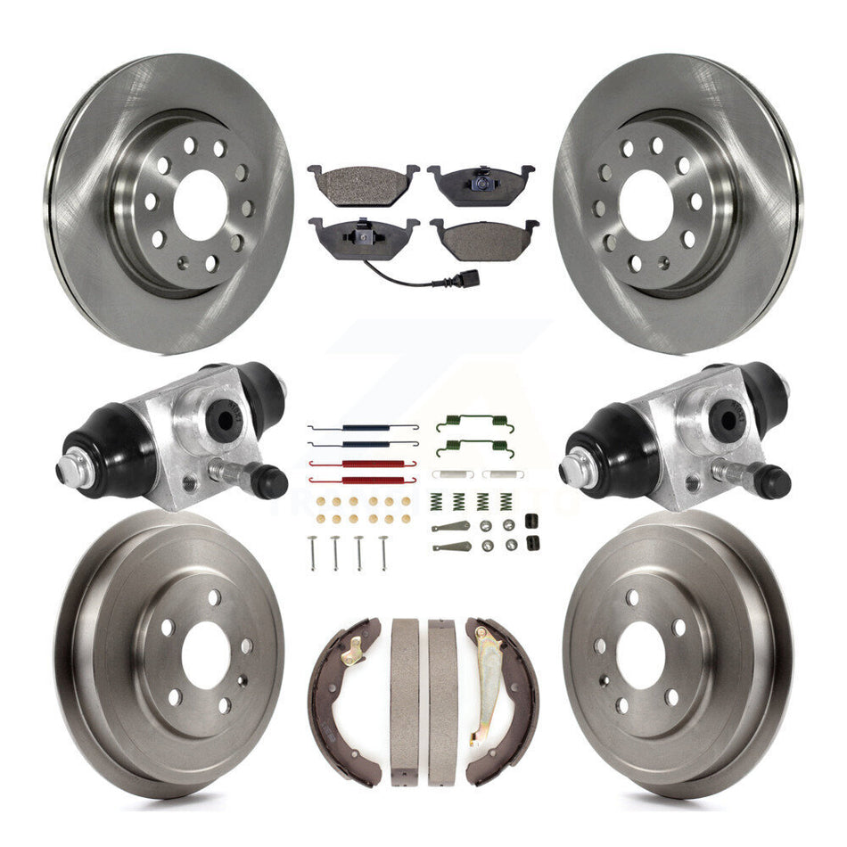 Front Rear Disc Brake Rotors Semi-Metallic Pads And Drum Kit (9Pc) For Volkswagen Jetta K8F-102533