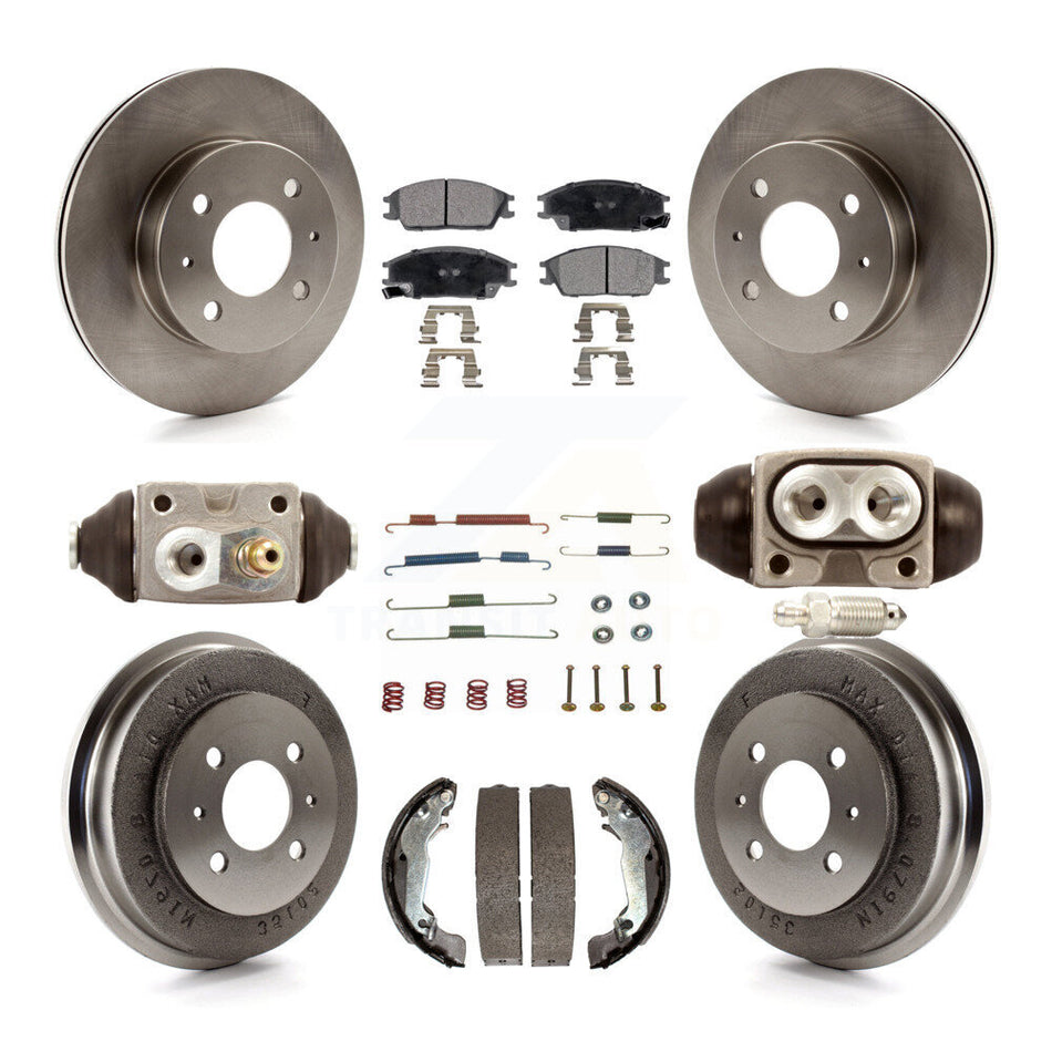 Front Rear Disc Brake Rotors Semi-Metallic Pads And Drum Kit (9Pc) For 2003-2005 Hyundai Accent K8F-102545