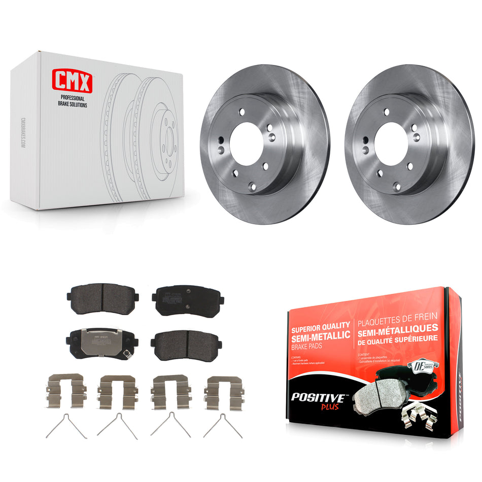 Rear Disc Brake Rotors And Semi-Metallic Pads Kit For Hyundai Sonata Kia Optima With Manual Parking K8F-102596