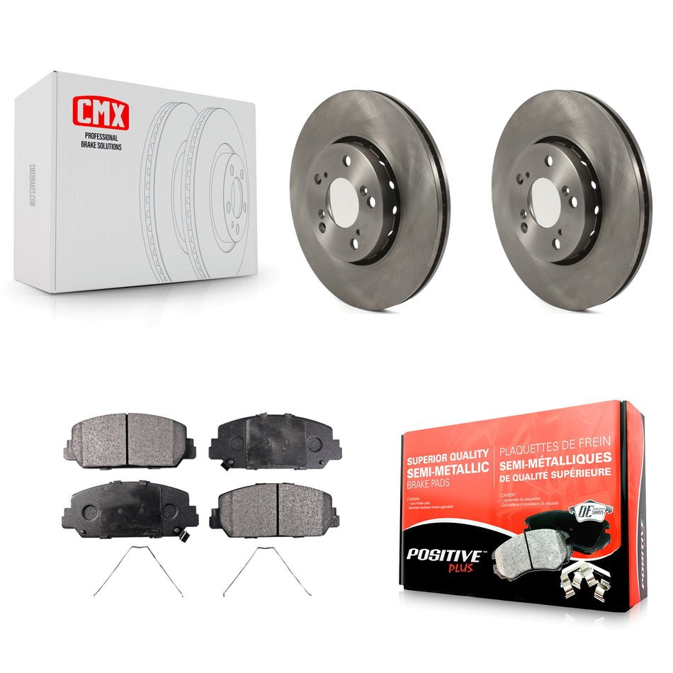 Front Disc Brake Rotors And Semi-Metallic Pads Kit For Acura RLX K8F-102665