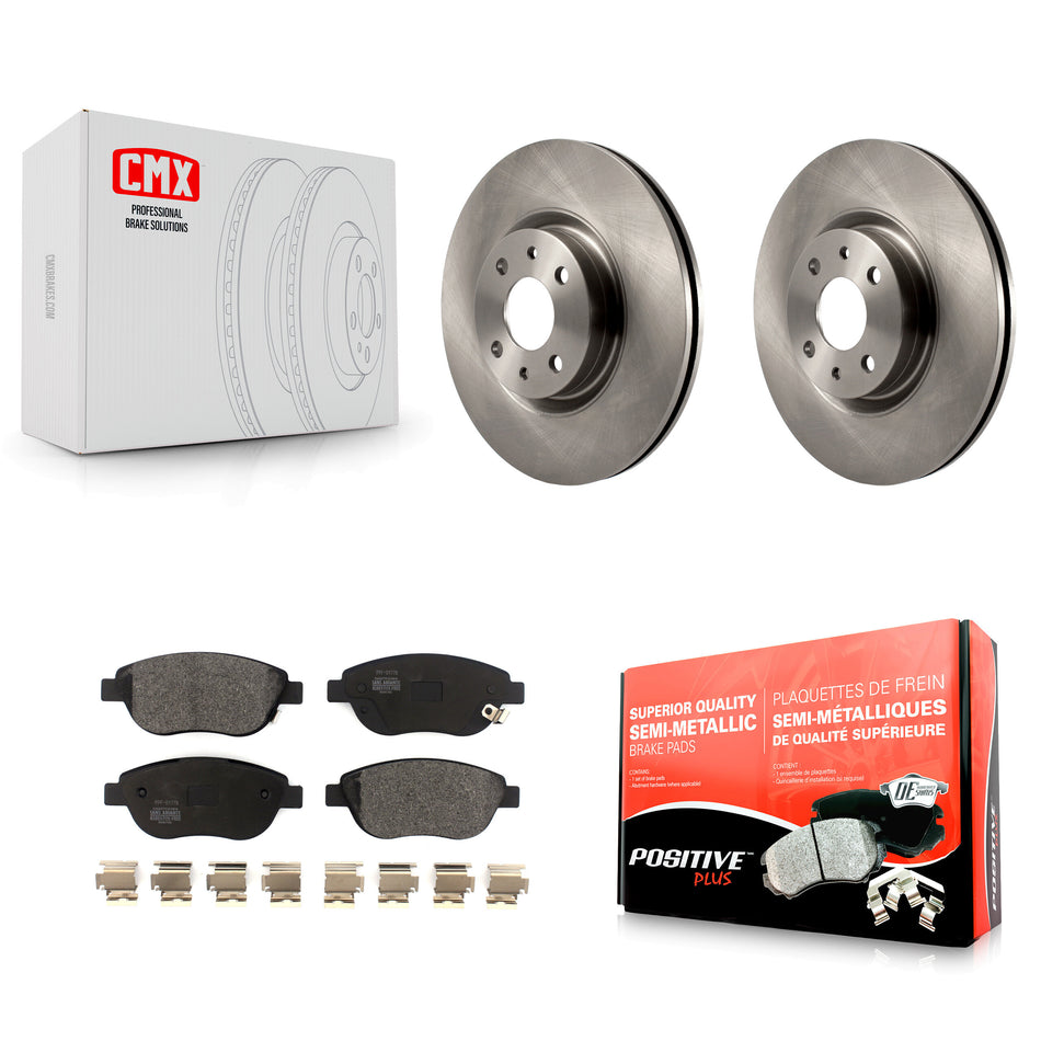 Front Disc Brake Rotors And Semi-Metallic Pads Kit For 2012-2017 Fiat 500 Turbocharged with GAS engine K8F-102668