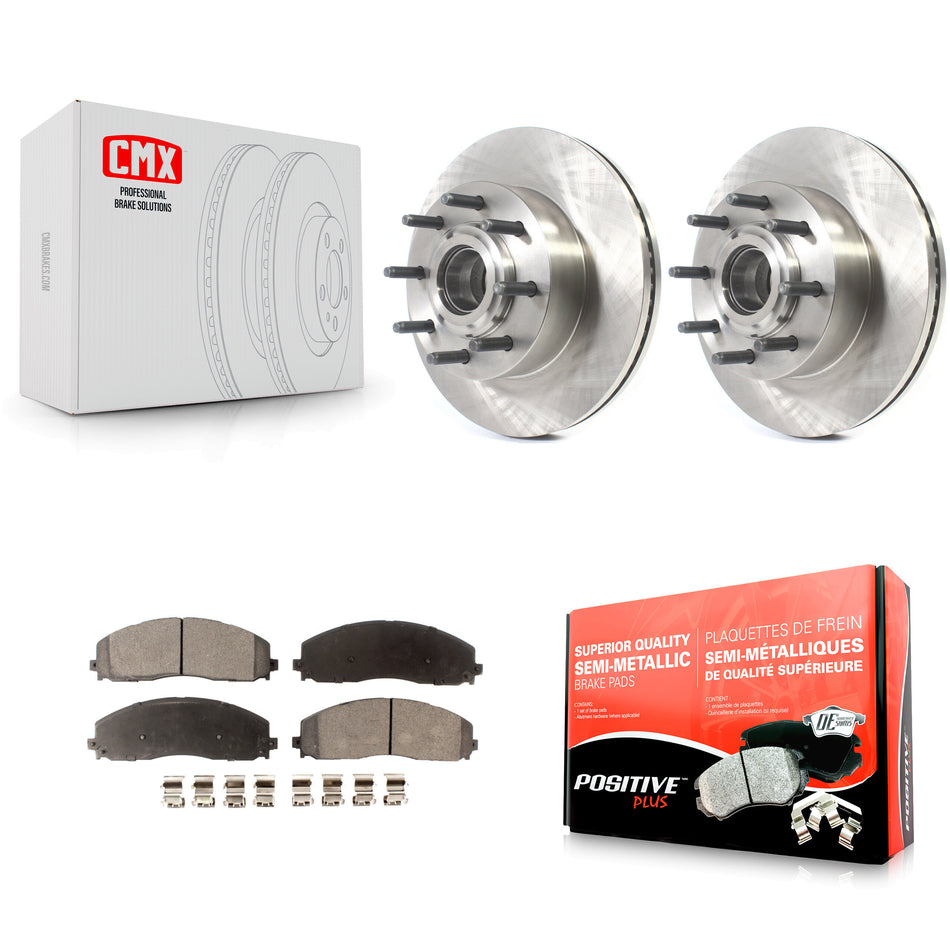 Front Disc Brake Rotors Hub Assembly And Semi-Metallic Pads Kit For Ford F-250 Super Duty F-350 K8F-102814