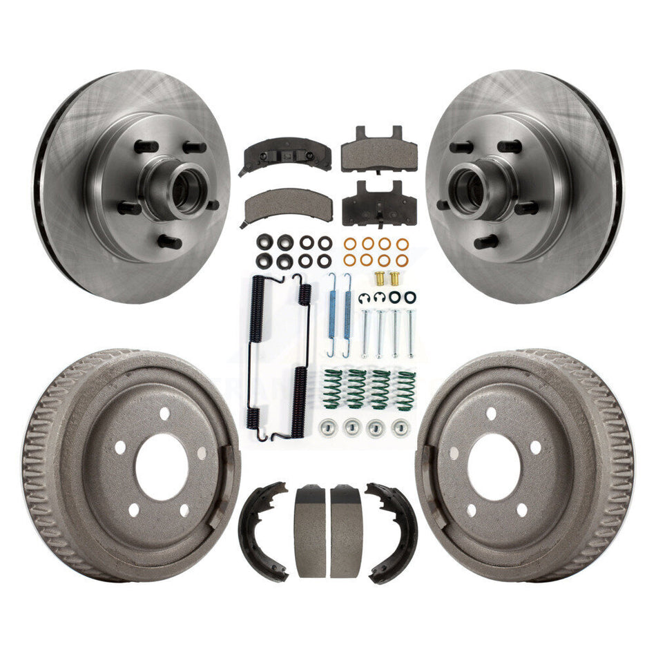 Front Rear Disc Brake Rotors Hub Assembly Semi-Metallic Pads And Drum Kit (7Pc) For 1997-1999 Chevrolet C1500 Suburban GAS engine With 10" Diameter K8F-102817