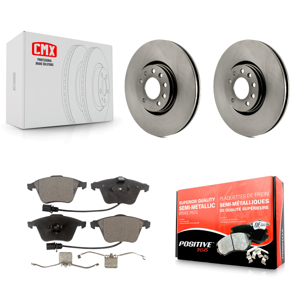 Front Disc Brake Rotors And Semi-Metallic Pads Kit For 2010-2011 Saab 9-3X With 314mm Diameter Rotor K8F-102831