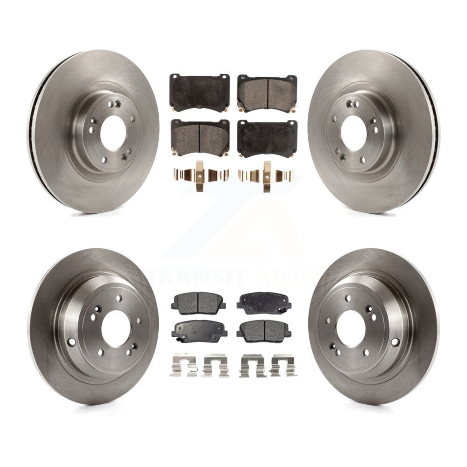 Front Rear Disc Brake Rotors And Semi-Metallic Pads Kit For Hyundai Genesis 4.6L K8F-102848