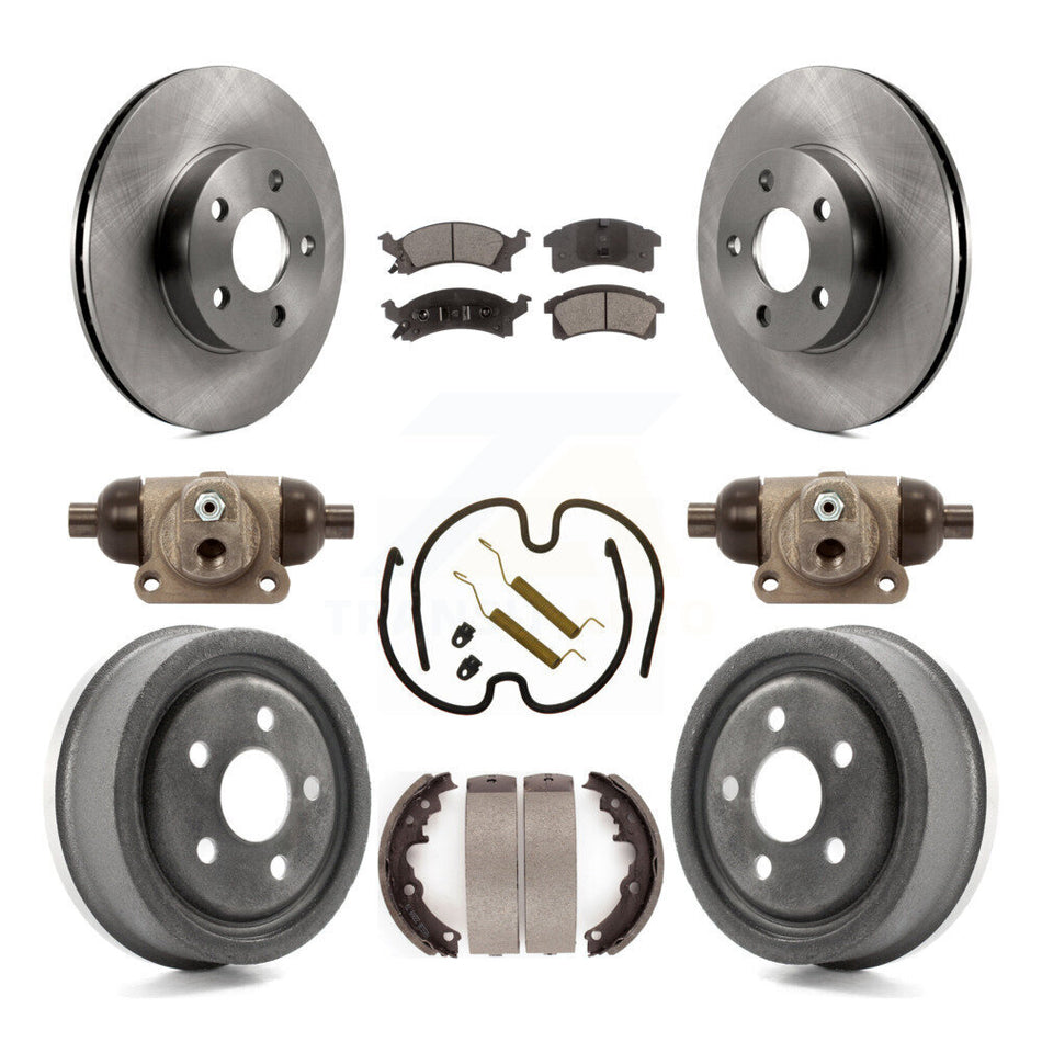 Front Rear Disc Brake Rotors Semi-Metallic Pads And Drum Kit (9Pc) For 1996-1998 Pontiac Sunfire Except Vehicles Built USA Market K8F-102883