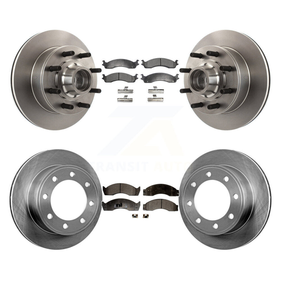 Front Rear Disc Brake Rotors And Semi-Metallic Pads Kit For 1996-1998 Ford Econoline Super Duty 2-Wheel ABS With Single Wheels K8F-102941
