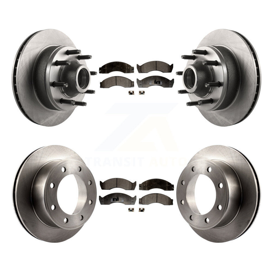 Front Rear Disc Brake Rotors And Semi-Metallic Pads Kit For 2000-2001 Ford E-450 Econoline Super Duty With Single Wheels Metric Bolt Circle K8F-102944