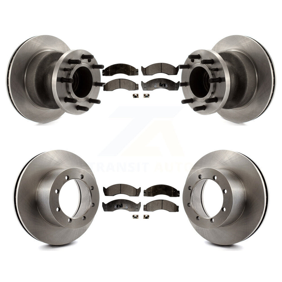 Front Rear Disc Brake Rotors And Semi-Metallic Pads Kit For 2000-2002 Ford E-450 Econoline Super Duty With Dual Wheels Driveline Mounted Parking K8F-102947