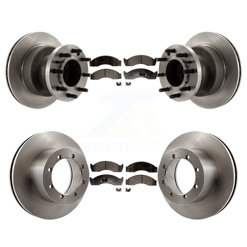 Front Rear Disc Brake Rotors And Semi-Metallic Pads Kit For 2000-2002 Ford E-450 Econoline Super Duty With Dual Wheels Driveline Mounted Parking K8F-102947