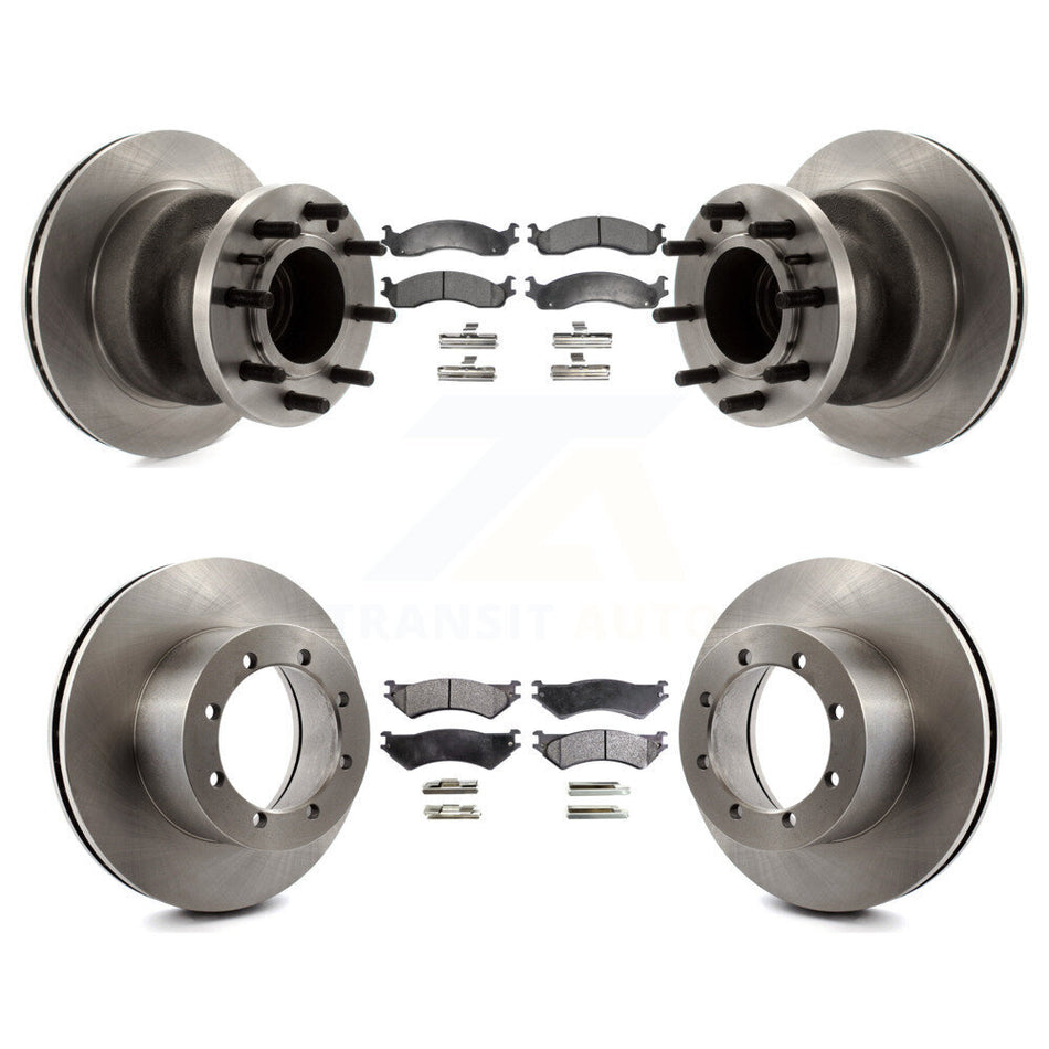 Front Rear Disc Brake Rotors And Semi-Metallic Pads Kit For 1999-2001 Ford E-350 Super Duty With Dual Wheels Driveline Mounted Parking K8F-102950