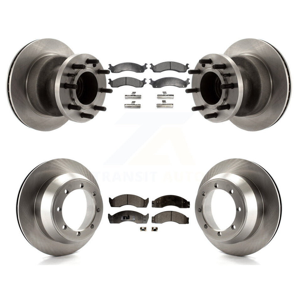 Front Rear Disc Brake Rotors And Semi-Metallic Pads Kit For Ford Econoline Super Duty With Dual Wheels Drum In Hat Parking K8F-102951