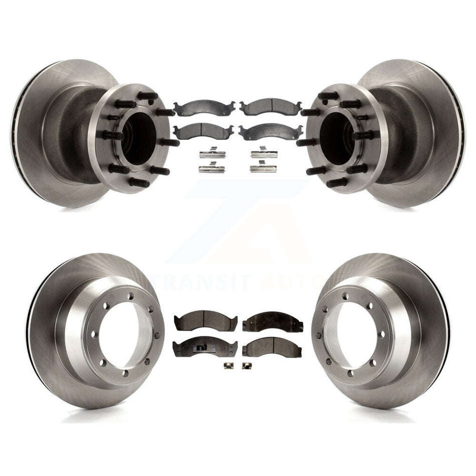 Front Rear Disc Brake Rotors And Semi-Metallic Pads Kit For Ford Econoline Super Duty With Dual Wheels Drum In Hat Parking K8F-102951