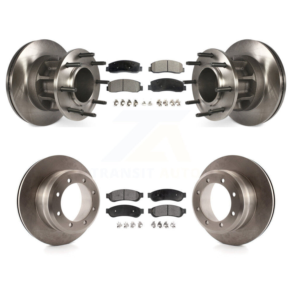 Front Rear Disc Brake Rotors And Semi-Metallic Pads Kit For 2009-2010 Ford F-350 Super Duty RWD With Dual Wheels K8F-102979
