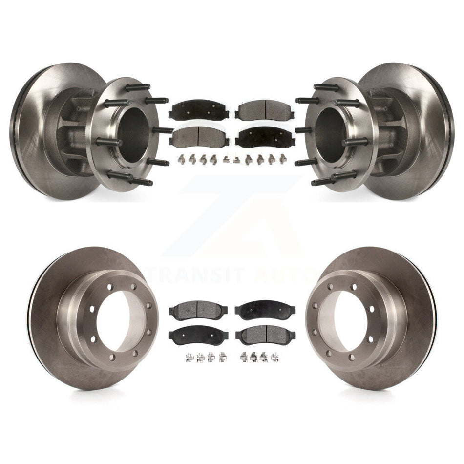 Front Rear Disc Brake Rotors And Semi-Metallic Pads Kit For 2011 Ford F-350 Super Duty RWD With Dual Wheels K8F-102982