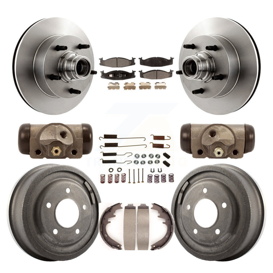 Front Rear Disc Brake Rotors Semi-Metallic Pads And Drum Kit (9Pc) For Ford E-150 Econoline Club Wagon K8F-103132